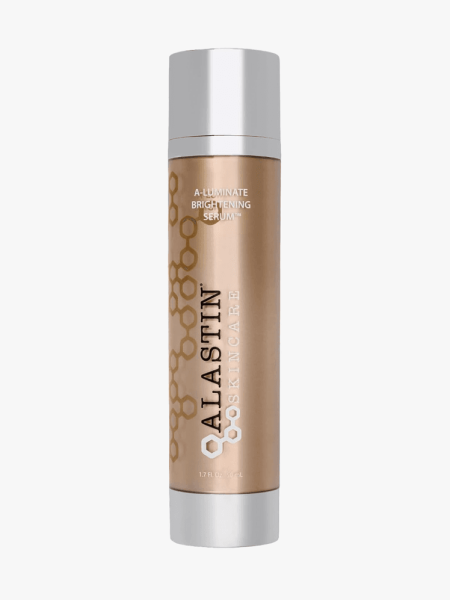 Alastin Skincare A-Luminate Brightening Serum in branded component on a light gray background